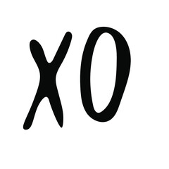 XO kiss message sketch icon. Love you text hand drawn symbol