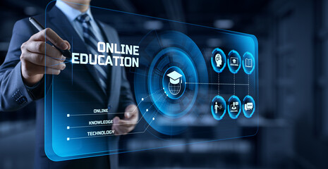 Online education internet learning e-learning concept on digital interface.