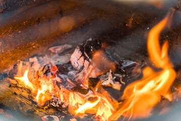 Abstract Blurred Fire and Coal Background, Concept of Grilling Season
