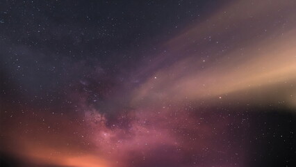 starry  sky blue lilac nebula at sunset weather forecast  milky way  cosmic nature landscape 