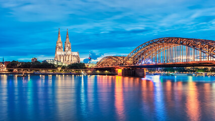 Cologne city in the evening, Germany - obrazy, fototapety, plakaty