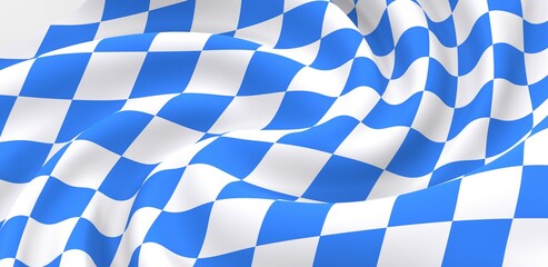 Oktoberfest background frame with bavarian white blue fabric, isolated on white. October festival