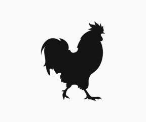 Rooster vector silhouette. Cock vector icon black color. Black silhouette of a rooster. 