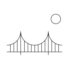 Silhouette bridge icon, urban architecture design, travel line construction symbol vector illustration