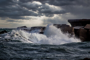Aerial view of a beautiful lake on a cloudy day