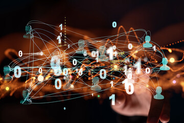 Abstract technology group and data 3d