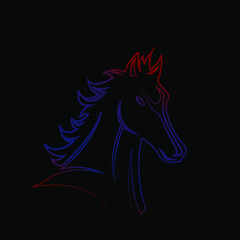 Horse head outline design stock illustration on black background