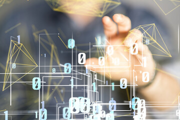 Global network. Blockchain. 3D illustration. Neural networks and artificial intelligence. Abstract