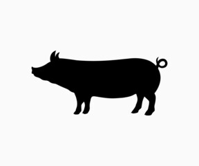 Silhouette Pig Icon Vector. Pig Isolated Black Silhouette Pig Stock Vector.