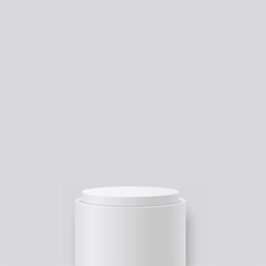 Abstract studio room with white pedestal podium. Vector