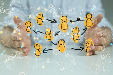 Abstract technology group and data 3d