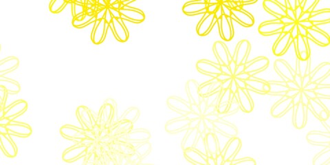 Light Yellow vector doodle background with flowers.