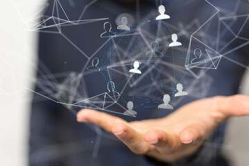 Global network. Blockchain. 3D illustration. Neural networks and artificial intelligence. Abstract