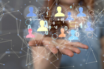 Abstract technology group and data 3d