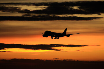 airplane at sunset