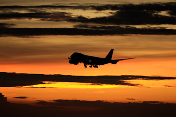 plane at sunset