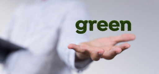 Hands holding green nature business