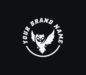 Flying owl logo design inspiration, owl logo design with wings vector illustration.