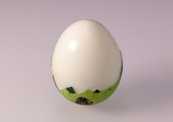 half-peeled Green Easter eggs close-up. Preparation for Easter. Painted Easter eggs.