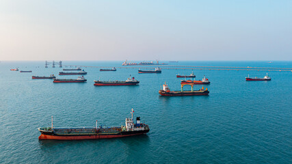 Oil tanker ship of business logistic sea going ship, Crude oil tanker lpg ngv at industrial estate...