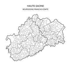 Vector Map of the Geopolitical Subdivisions of The Département De La Haute-Saône Including Arrondissements, Cantons and Municipalities as of 2022 - Bourgogne-Franche-Comté - France