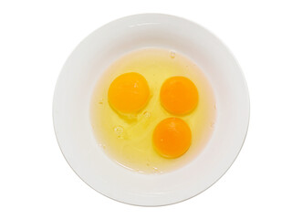 eggs in a bowl on white background.