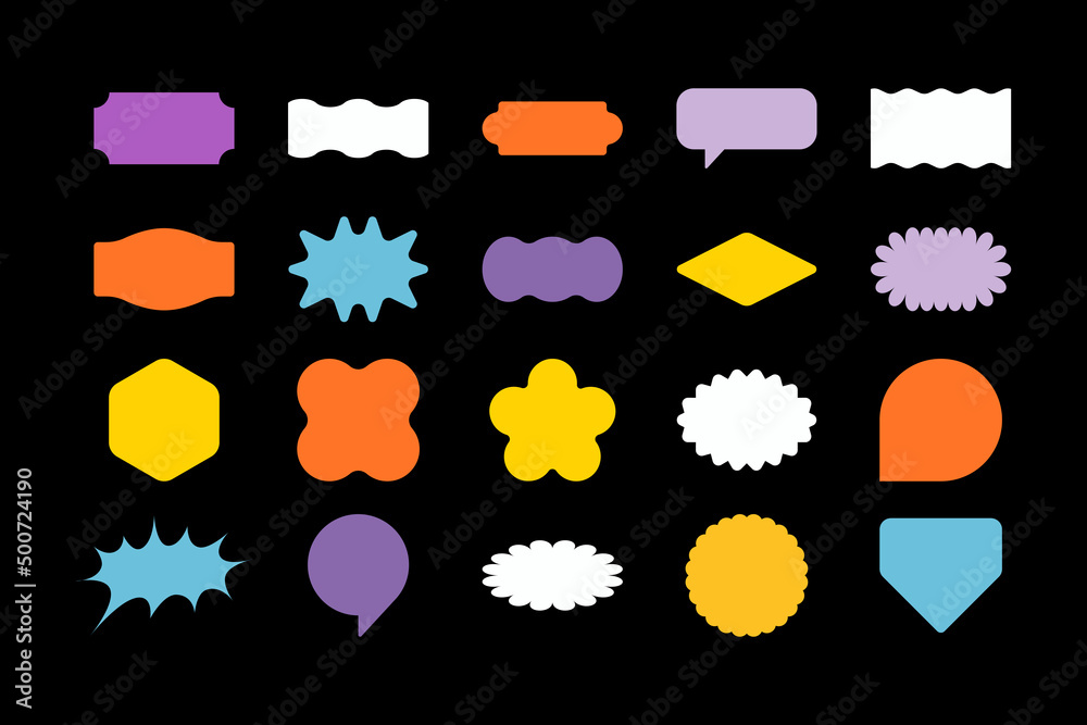 Poster Vector set of design elements, patches and stickers with copy space for text - abstract background elements for branding, packaging, prints and social media posts