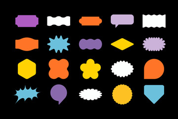 Vector set of design elements, patches and stickers with copy space for text - abstract background elements for branding, packaging, prints and social media posts