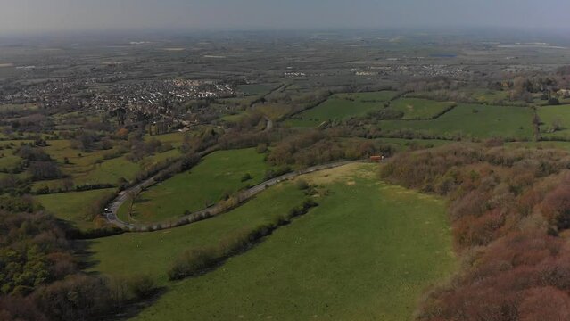 High view over Fish Hill on the A44 towards the Vale of Evesham