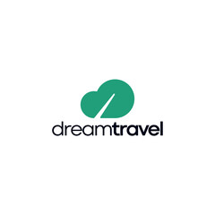 simple and modern cloud logo with travel swoosh icon