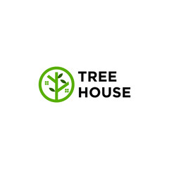 abstract tree house logo design vector