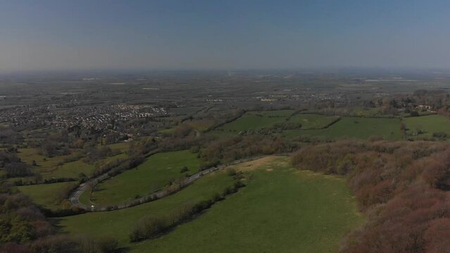High view over Fish Hill on the A44 towards the Vale of Evesham