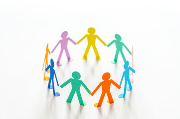 paper people chain concept of social help and togetherness in group