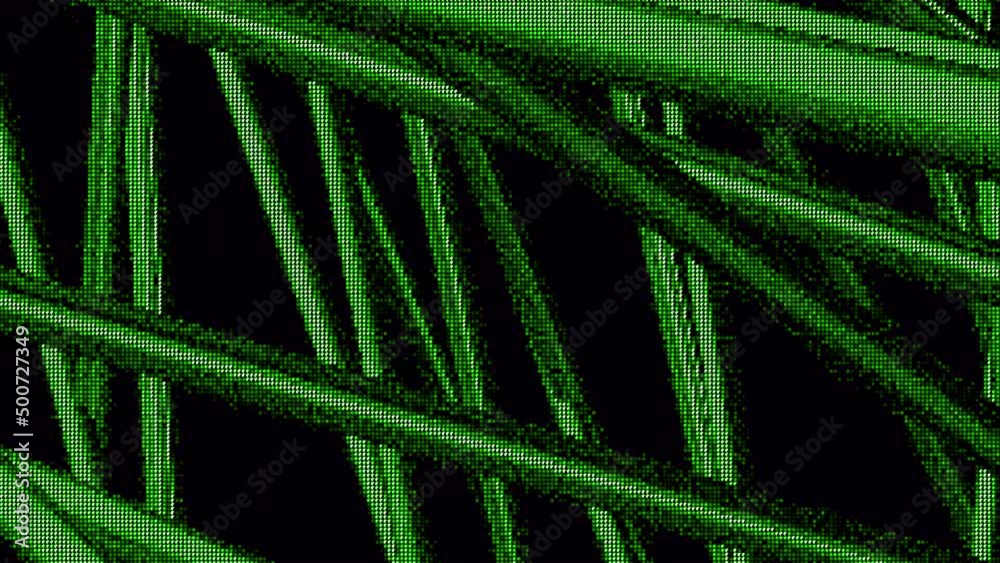 Poster vhs screen effect with slowly moving 3d lines on a black background, seamless loop. motion. glitch e