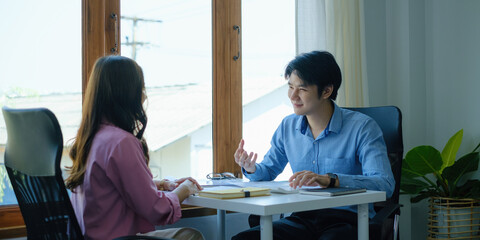 Obraz premium Business team or accountant collaborates on an audit transection budget of company.