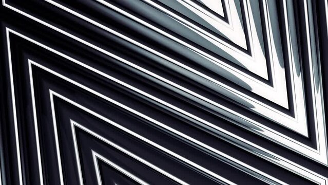Abstract colorful optical illusion with slowly moving triangular shapes, seamless loop. Motion. Glowing surface with angles.