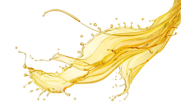 Olive oil or Cosmetic essence splash isolated on white background, 3d illustration with Clipping path.