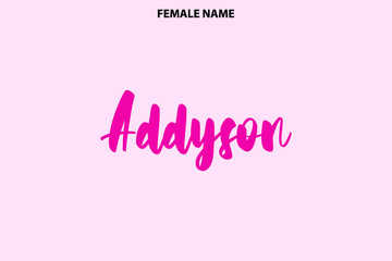Word Art Person Female Name Addyson Vector Graphic on Pink Background