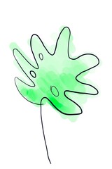 Cover form drawing line and green color on background minimal style 