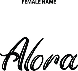 Outline Typographic Spelling of The Girl Name Alora