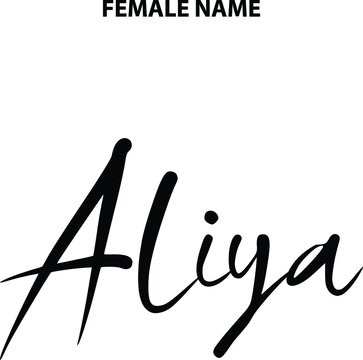 Cursive Text Lettering Girl Name Design Aliya
