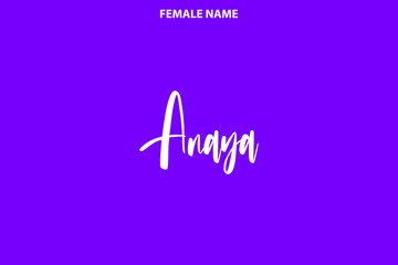 Typography Personal Female Names Anaya on Purple Background