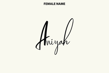 Aniyah Girl Name Alphabetical Text   on Light Yellow Background