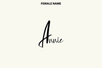 Cursive Text Lettering Girl Name  Annie on Light Yellow Background