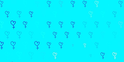 Fototapeta na wymiar Light BLUE vector texture with women rights symbols.