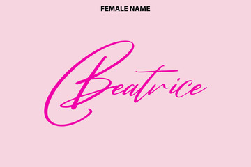 Typography Text Design Given Girl Name  Beatrice on Pink Background