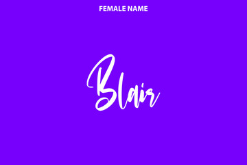 Blair Girl Name Alphabetical Text on Purple Background