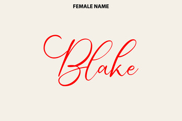 Typography Personal Female Names Blake on Light Yellow Background