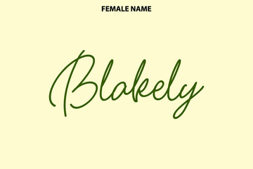 Women's Name Calligraphy Text  Blakely on Light Yellow Background