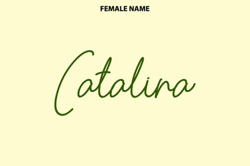 Typography Text Design Given Girl Name   Catalina on Light Yellow Background